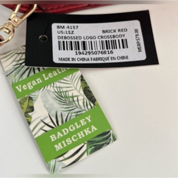 Badgley Mischka Debossed Logo Crossbody - Brick Red - NWT - Picture 6 of 6